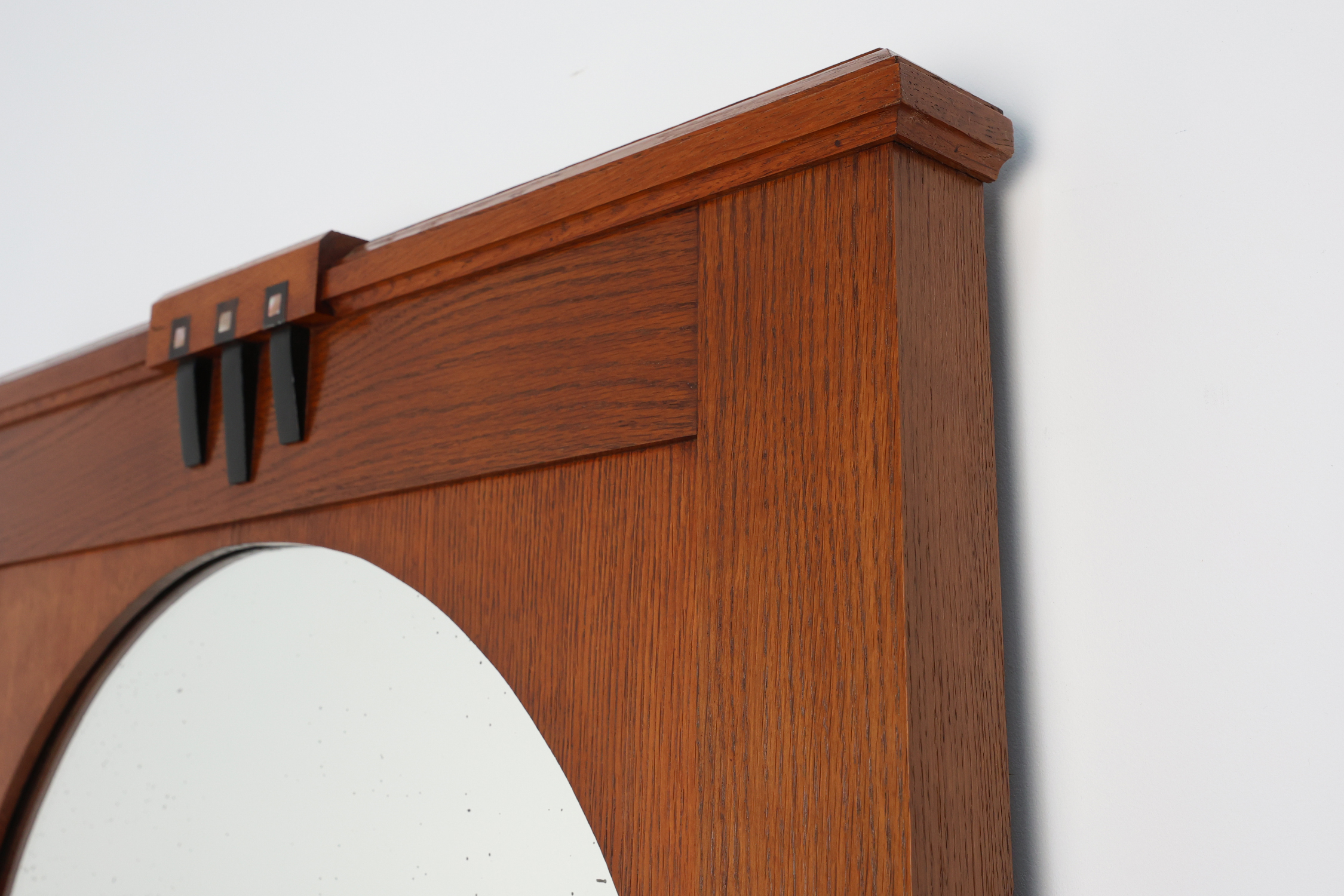 Art Deco Oak Wall Mirror, Belgium, circa 1915thumbnail